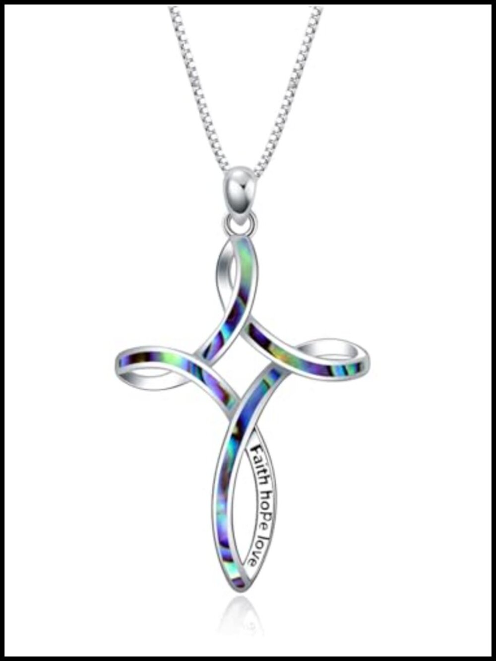 925 Sterling Silver Celtic Cross Pendant Necklace 18-20in Opal Women